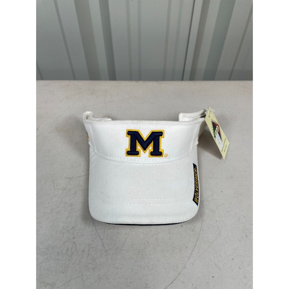 Vintage Michigan Wolverines Visor Hat White Adjustable NEW NWT